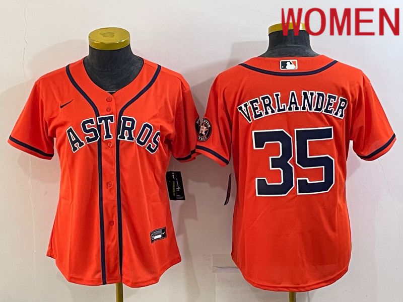Women Houston Astros #35 Verlander Orange Game Nike 2022 MLB Jerseys->women mlb jersey->Women Jersey